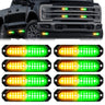 Universal 8-PC Ultra Slim Aluminum Surface Mounted 4.5" Emergency Ultra Bright LED Strobe w/ 17 Light Functions - Multiple Options - 8-PC SET / AMBER & GREEN