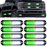 Universal 8-PC Ultra Slim Aluminum Surface Mounted 4.5" Emergency Ultra Bright LED Strobe w/ 17 Light Functions - Multiple Options - 8-PC SET / GREEN & WHITE