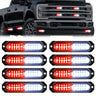 Universal 8-PC Ultra Slim Aluminum Surface Mounted 4.5" Emergency Ultra Bright LED Strobe w/ 17 Light Functions - Multiple Options - 8-PC SET / RED & WHITE