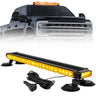 Exterior Roof Mounted 29.5" Emergency LED Strobe Light Bar Magnetic Suction Cup Installation w/ 26 Lighting Functions - Multiple. Colors - AMBER