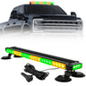 Exterior Roof Mounted 29.5" Emergency LED Strobe Light Bar Magnetic Suction Cup Installation w/ 26 Lighting Functions - Multiple. Colors - GREEN & AMBER