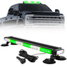 Exterior Roof Mounted 29.5" Emergency LED Strobe Light Bar Magnetic Suction Cup Installation w/ 26 Lighting Functions - Multiple. Colors - GREEN & WHITE