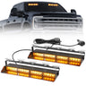 Interior Front Window 2-PC 14" LED Strobe Light Bars Suction Cup Installation A/C Adapter Plug & Play 26 Light Functions - Multiple Colors - AMBER