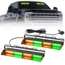 Interior Front Window 2-PC 14" LED Strobe Light Bars Suction Cup Installation A/C Adapter Plug & Play 26 Light Functions - Multiple Colors - AMBER & GREEN