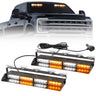 Interior Front Window 2-PC 14" LED Strobe Light Bars Suction Cup Installation A/C Adapter Plug & Play 26 Light Functions - Multiple Colors - AMBER & WHITE