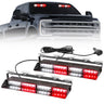 Interior Front Window 2-PC 14" LED Strobe Light Bars Suction Cup Installation A/C Adapter Plug & Play 26 Light Functions - Multiple Colors - RED & WHITE