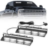 Interior Front Window 2-PC 14" LED Strobe Light Bars Suction Cup Installation A/C Adapter Plug & Play 26 Light Functions - Multiple Colors - WHITE