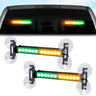 Interior Rear Window 2-PC LED Strobe/Flashing Light Bars - Suction Cup Installation A/C Adapter Plug & Play with 20 Lighting Function - Multiple Colors - AMBER & GREEN