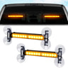 Interior Rear Window 2-PC LED Strobe/Flashing Light Bars - Suction Cup Installation A/C Adapter Plug & Play with 20 Lighting Function - Multiple Colors - AMBER