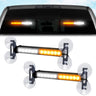 Interior Rear Window 2-PC LED Strobe/Flashing Light Bars - Suction Cup Installation A/C Adapter Plug & Play with 20 Lighting Function - Multiple Colors - AMBER & WHITE