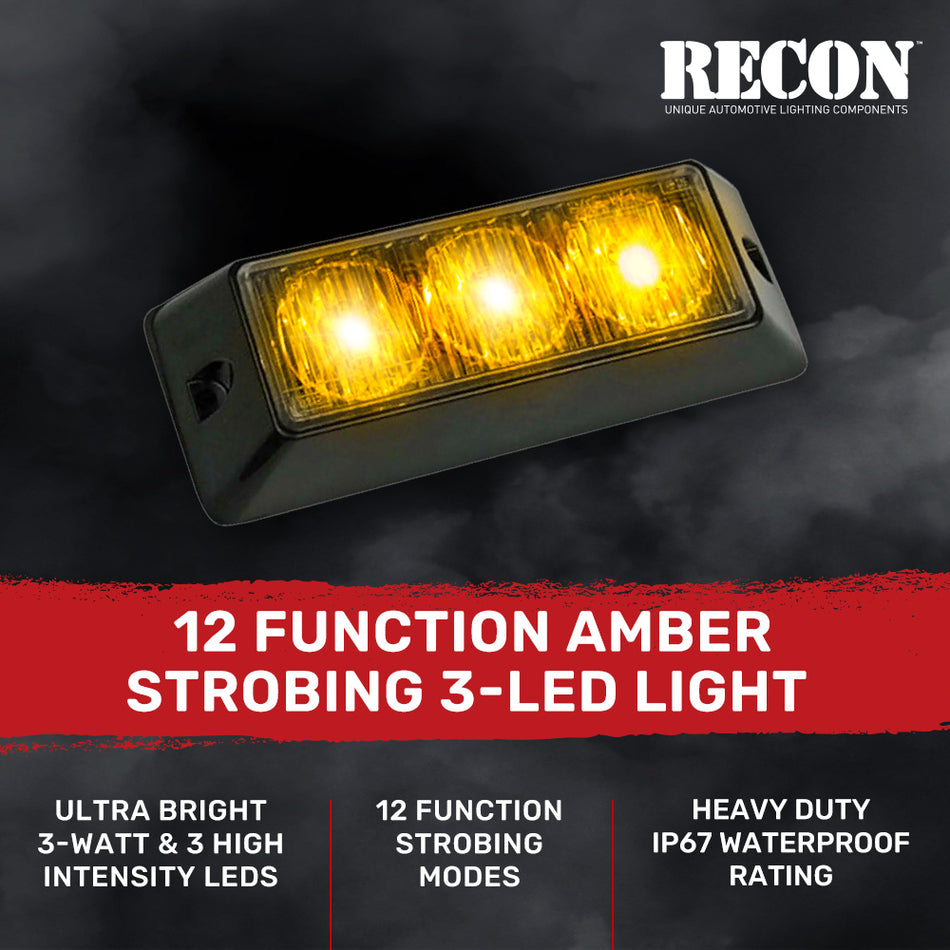 Universal 3-Watt 12 Function 3 LED Emergency Flashing Strobe Light - Multiple Colors