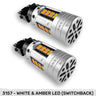 3157 LED Ultra High-Power Turn Signal Bulbs CAN Bus Compatible Eliminates Hyper Flash - Multiple Colors - WHITE & AMBER (SWITCHBACK)