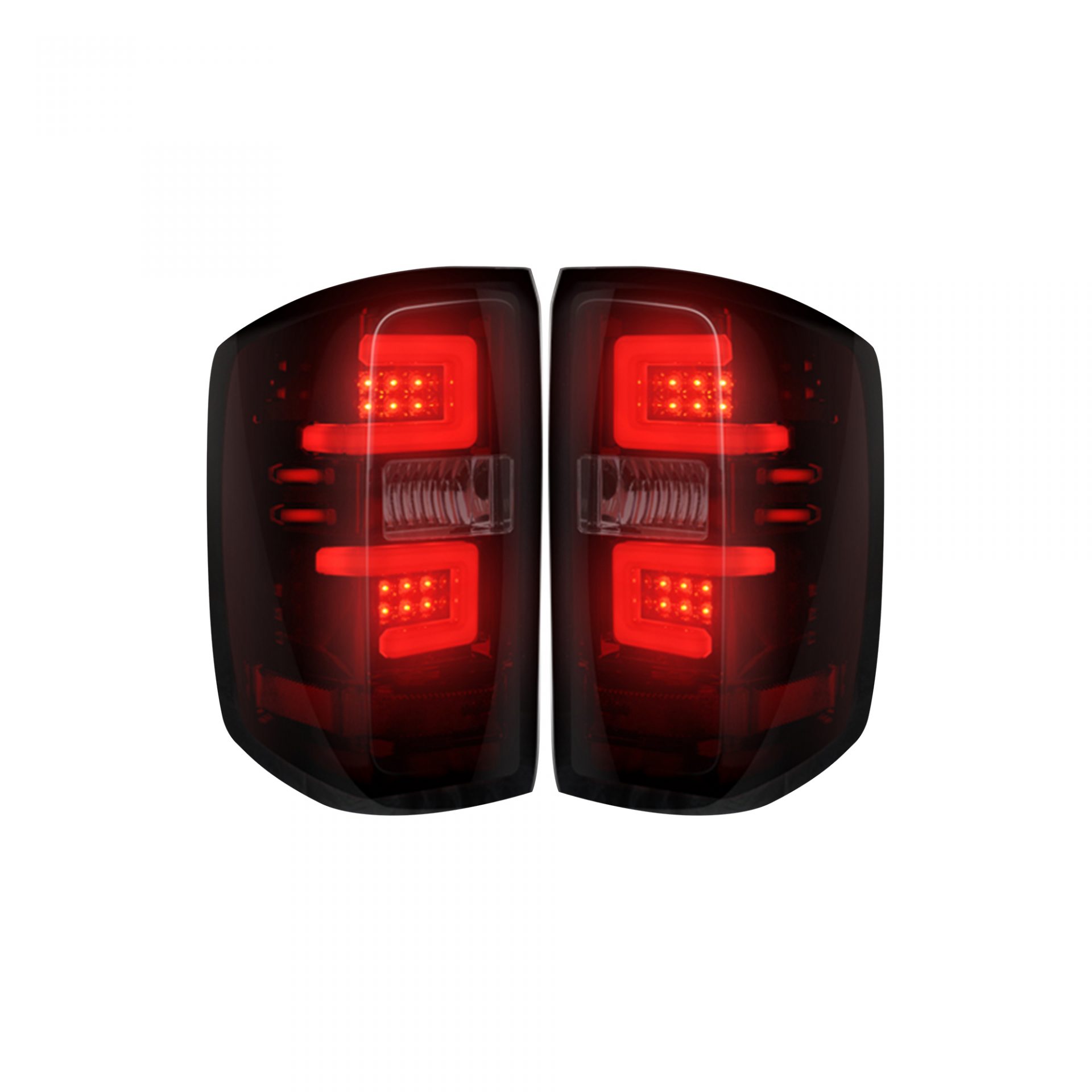 Chevy Silverado 1500 14-18 &amp; 2500/3500 14-19 Replaces OEM Halogen Tail Lights OLED Dark Red Smoked
