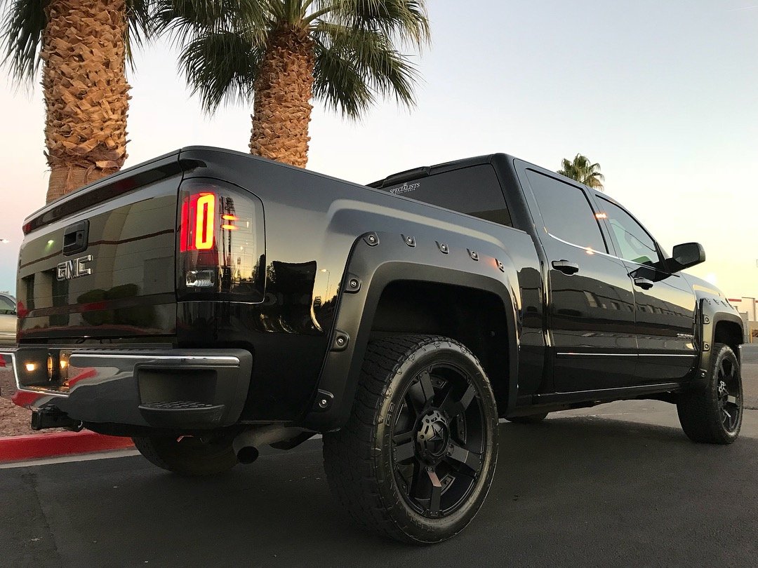 GMC Sierra 1500 14-18 &amp; 2500/3500 14-19 Tail Lights OLED in Dark Red Smoked