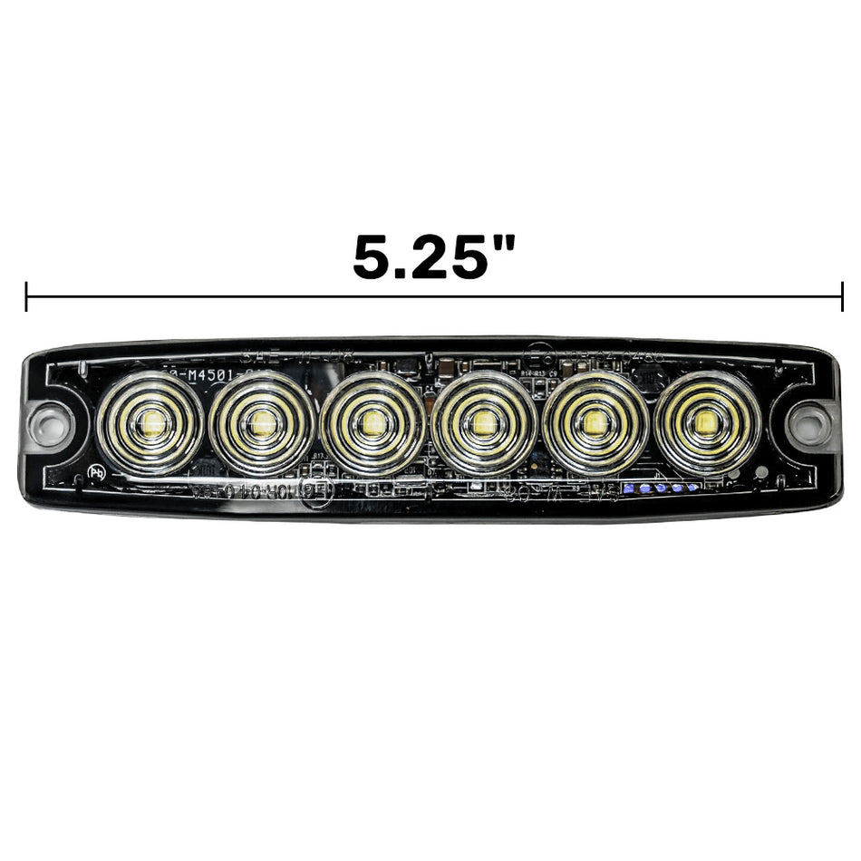 Universal 6-LED 23 Function 5.25" Ultra-Thin 0.25" Emergency Flashing Strobe Light - Multiple Colors