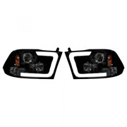 Dodge RAM 1500 09-19 &amp; 2500/3500 10-18 Projector Headlights OLED Halos &amp; DRL Smoked/Black