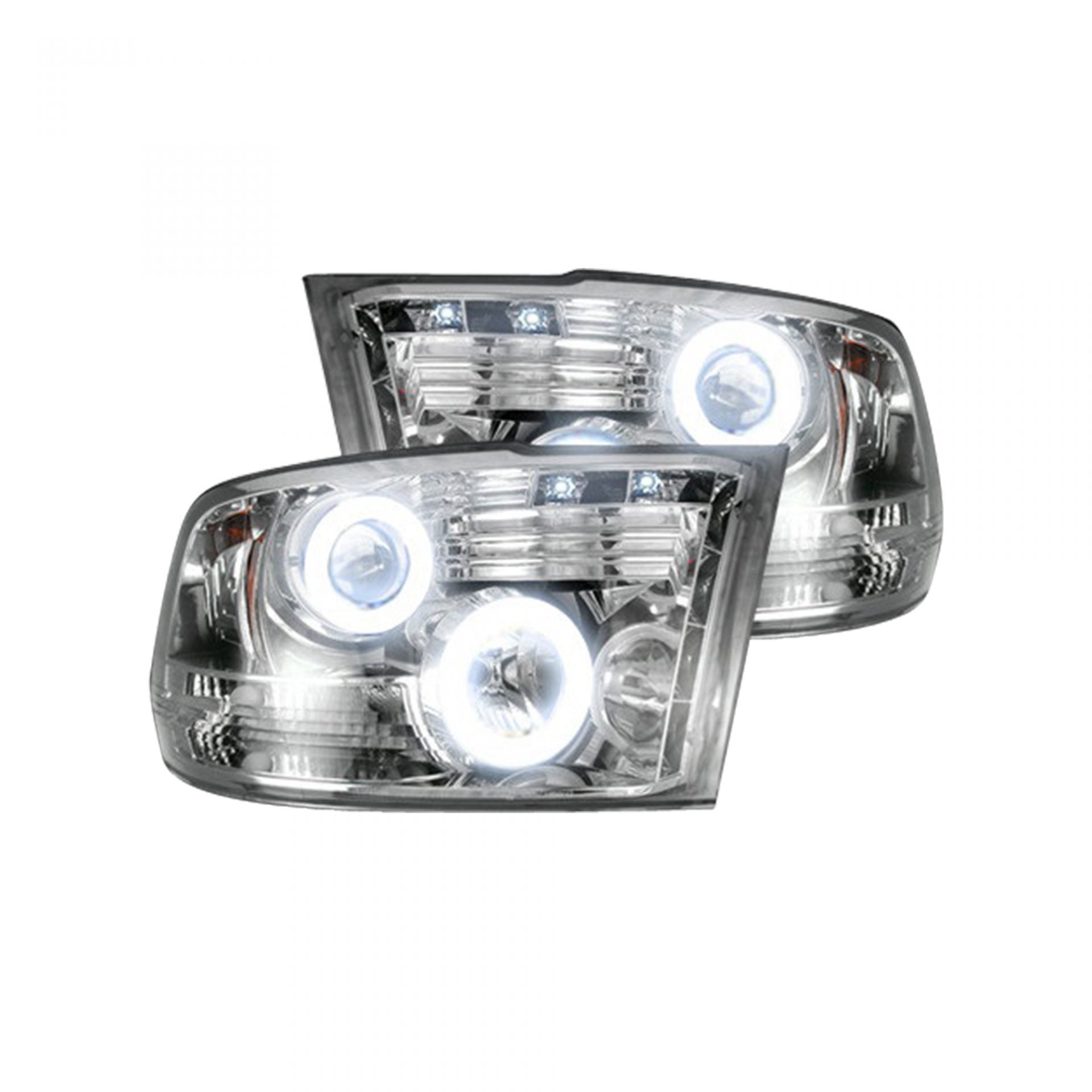 Dodge RAM 1500 09-19 &amp; 2500/3500 10-18 Projector Headlights CCFL Halos &amp; DRL Smoked/BlackDodge RAM 1500 09-19 &amp; 2500/3500 10-18 Projector Headlights CCFL Halos &amp; DRL Clear/Chrome