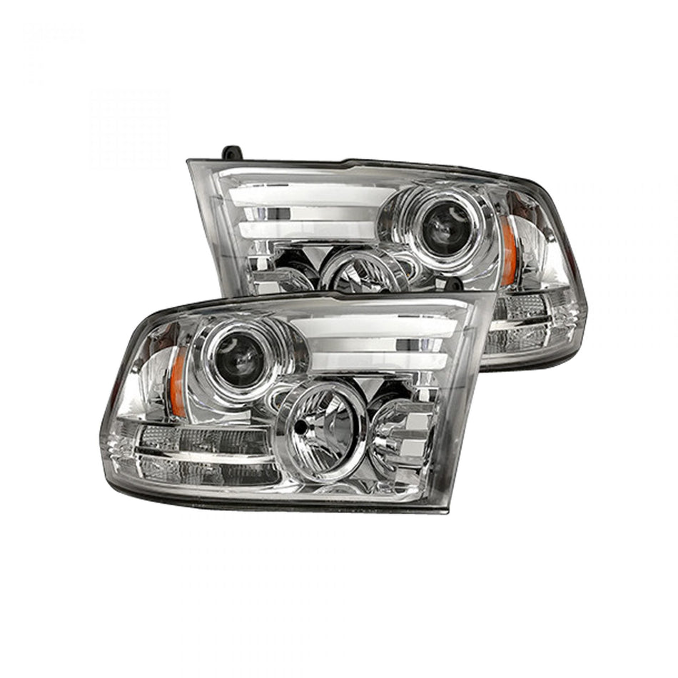 Dodge RAM 1500 14-19 &amp; 2500/3500 15-18 Projector Headlights OLED DRL, LED Clear/Chrome