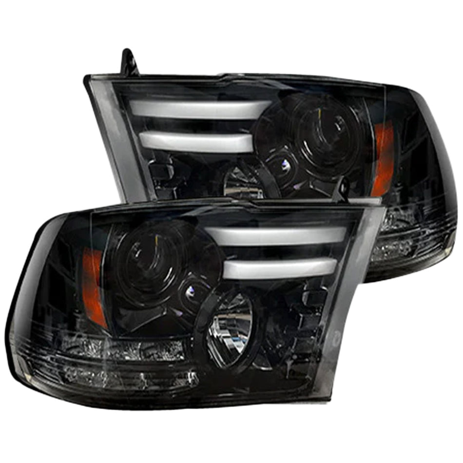 Dodge RAM 1500 14-24 Classic Body Projector Headlights OLED DRL & LED Signals in Smoked or Clear Lens