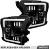 Ford F150 15-17 Projector Headlights Ultra High Power Smooth White OLED DRL (Replaces OEM Halogen Headlights) - Multiple Styles - SMOKED