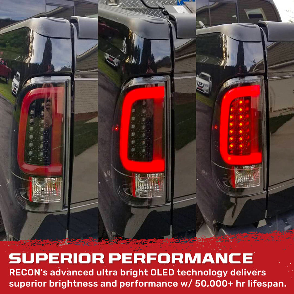 Ford F150 97-03 Straight Side OLED Tail Lights - Smoked Lens