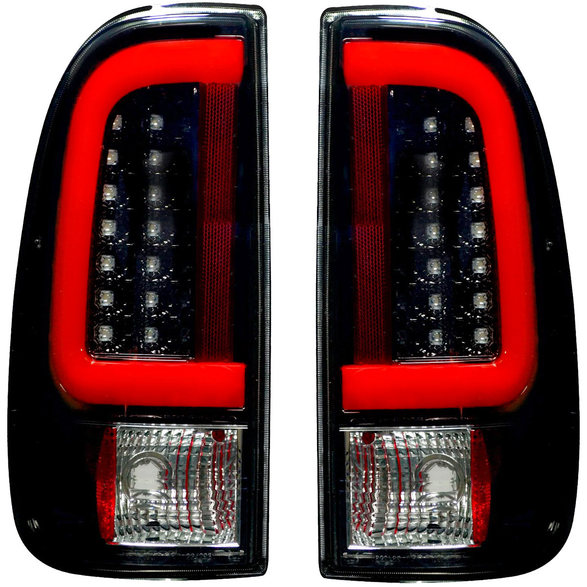 Ckw1228 Black LED Tail Lights Set For Ford F-150 (97-03) & F-250/F-350 Super Duty (99-07) – DOT/SAE Approved