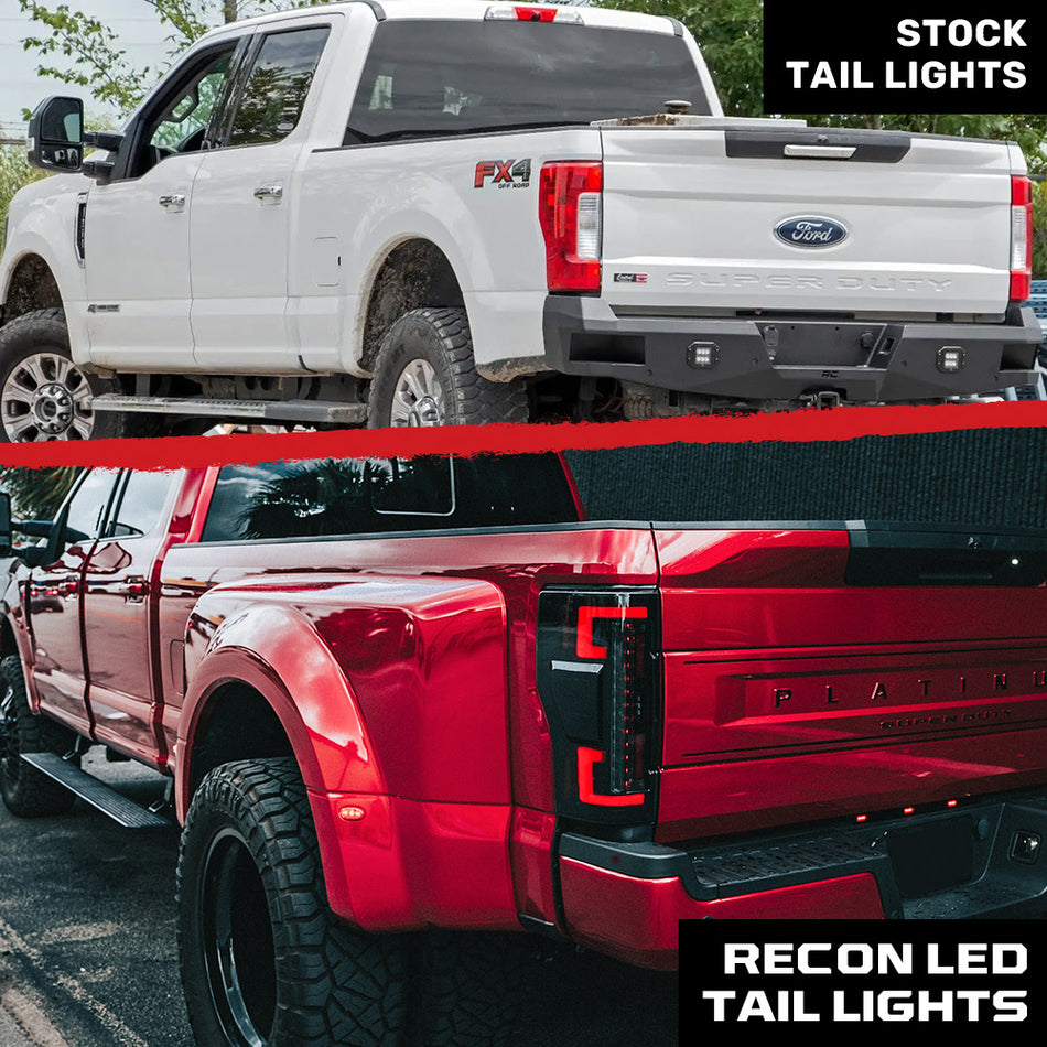 Ford Super Duty F250/350/450/550 17-19 (Replaces OEM LED) Tail Lights OLED in Smoked