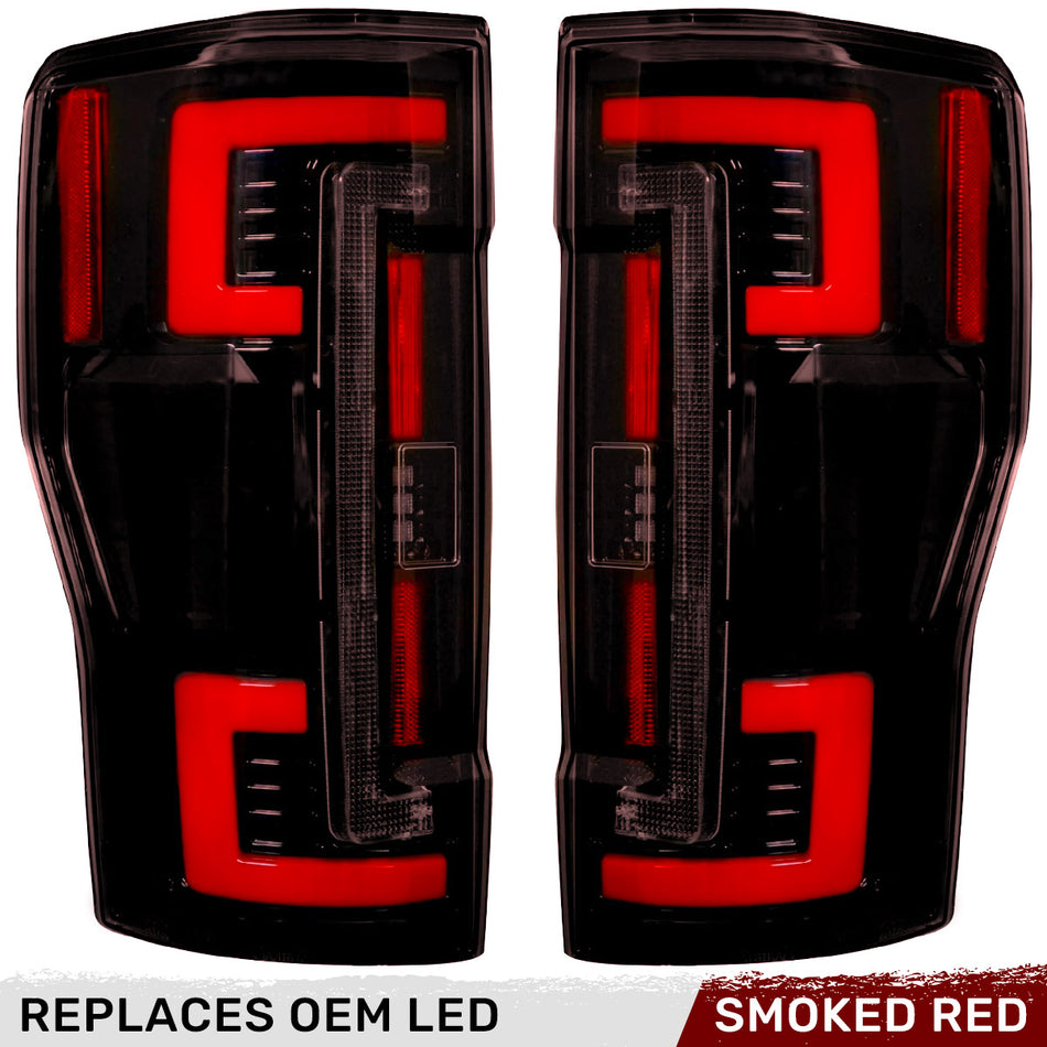 Ford Super Duty F250/350/450/550 17-19 (Replaces OEM LED) Tail Lights OLED in Dark Red Smoked