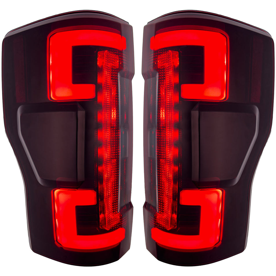 Ford Super Duty F250/350/450/550 17-19 (Replaces OEM LED) Tail Lights OLED in Dark Red Smoked