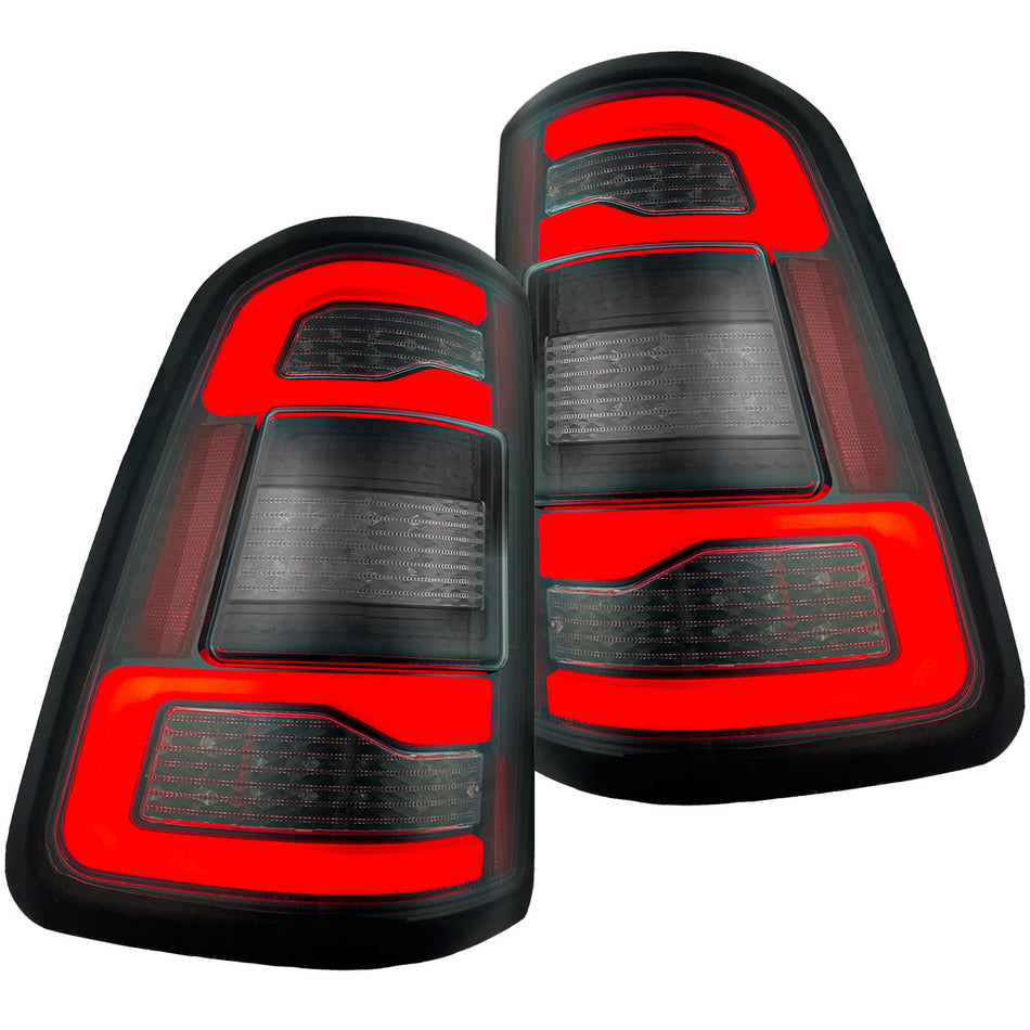 Dodge RAM 1500 19-23 OLED Tail Lights Replaces OEM Halogen Smoked Scanning Amber Turn Signal