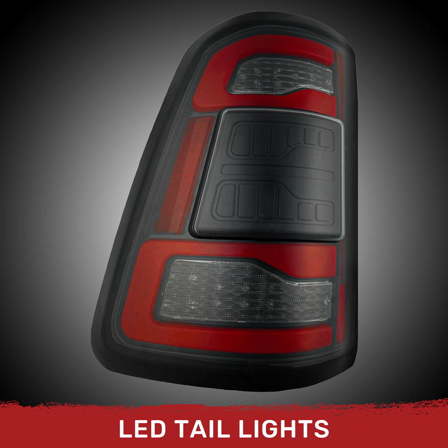 Dodge RAM 1500 19-23 OLED Tail Lights Smoked w/ Scanning Red Turn Signals - Replaces OEM LED Tail Lights