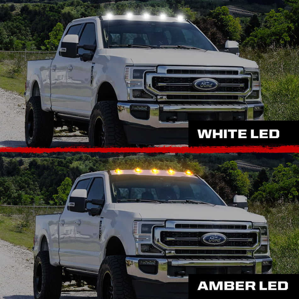 Ford Super Duty 17-22 (5-Piece) Cab Roof Light Kit Strobe LED White & Amber - Multiple Lens