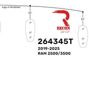Template For Installing Dodge RAM 19-26 Cab Roof Lights Part # 264345 Series