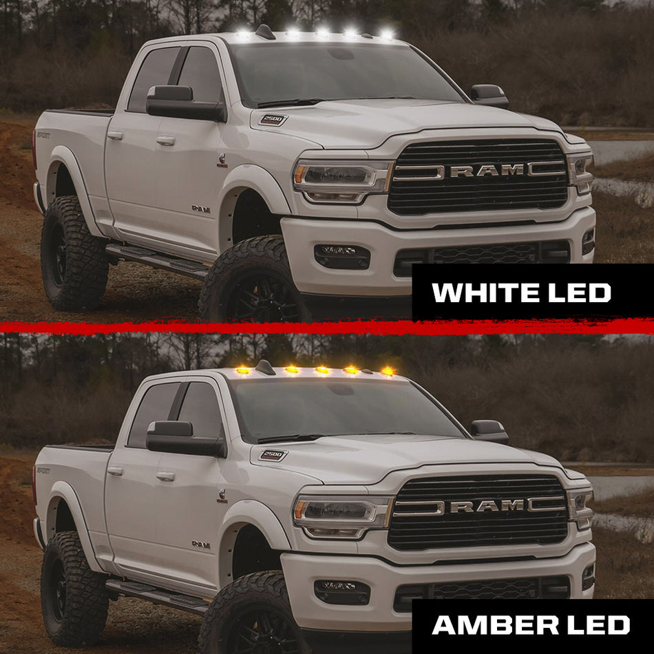 Dodge RAM HD 2500/3500 19-24 5-Piece Cab Roof Light Kit Strobe LED White & Amber - Multiple Lens