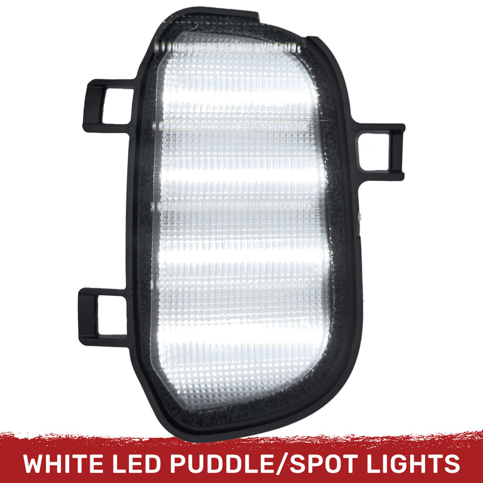 GMC 19-26 Sierra 1500 & Chevy Silverado 1500 Ultra High Power Quad White LED Mirror Puddle/Spot Lights - Smoked Lens
