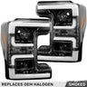 Ford Super Duty 17-19 Projector Headlights White OLED DRL, Scanning Amber LED Turn Signals - Multiple Styles - SMOKED