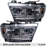 Dodge RAM 1500 19-24 5th Gen - Projector Headlights OLED DRL & Scanning Switchback LED Signals (Replaces Factory/OEM Halogen Only) - Multiple Styles - CLEAR