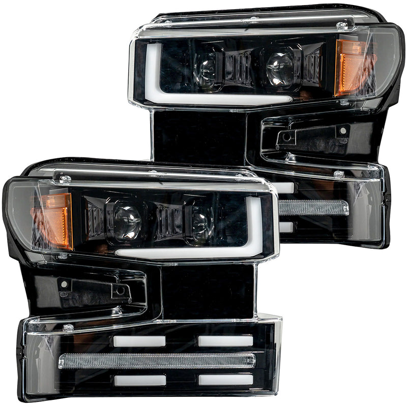 RECON Truck Accessories Projector Headlights with OLED Halos & DRL, Smoked/Black Lens for 2019-2021 (4th Gen / pre-refresh) Chevrolet Silverado 1500 (5.3L V8, 6.2L V8, 2.7L Turbo I4)
