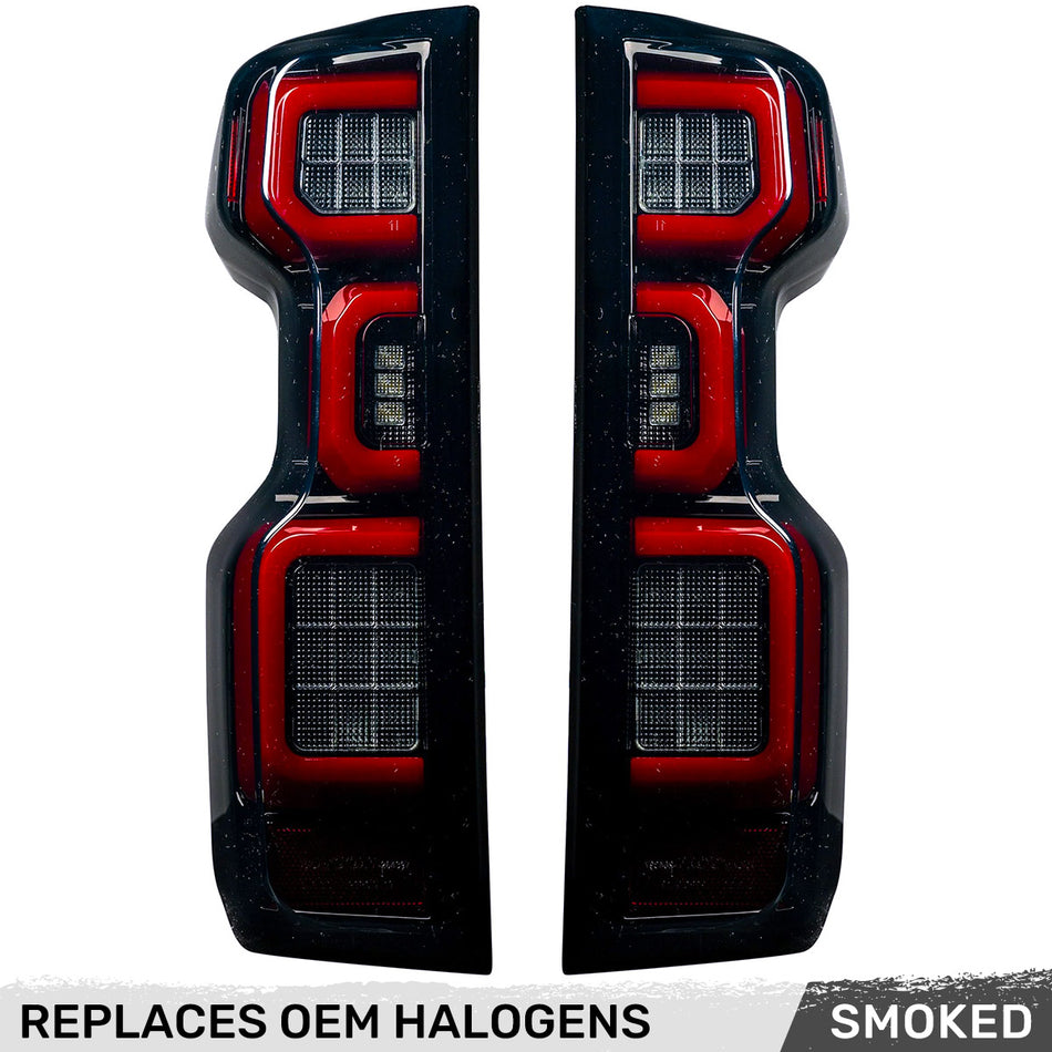 Chevy Silverado 1500 19-23 (Replaces OEM Halogen Tail Lights ONLY) Tail Lights OLED Smoked