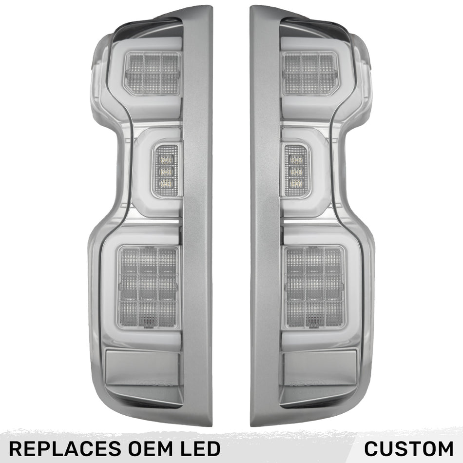 Chevy 20-23 Silverado 2500/3500 Ultra Bright OLED Tail Lights Custom Painted Switchblade Silver 636R (Replaces Factory/OEM LED Tail Lights Only) - Custom