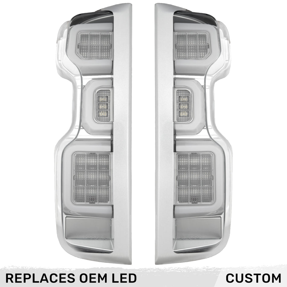 Chevy 20-23 Silverado 2500/3500 Ultra Bright OLED Tail Lights Custom Painted Olympic White WA8624 (Replaces Factory/OEM LED Tail Lights Only) - Custom