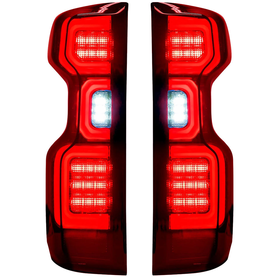 Chevy Silverado 1500 19-23 (Replaces OEM LED Tail Lights ONLY) Tail Lights OLED Red Smoked