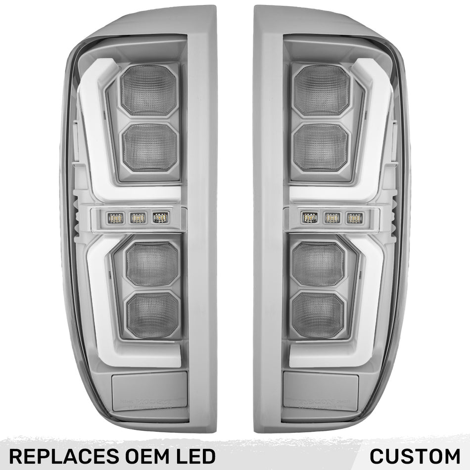 GMC Sierra 1500 19-25 Ultra Bright OLED Tail Lights Custom Painted Switchblade Silver 636R (Replaces Factory/OEM LED Tail Lights Only) - Custom