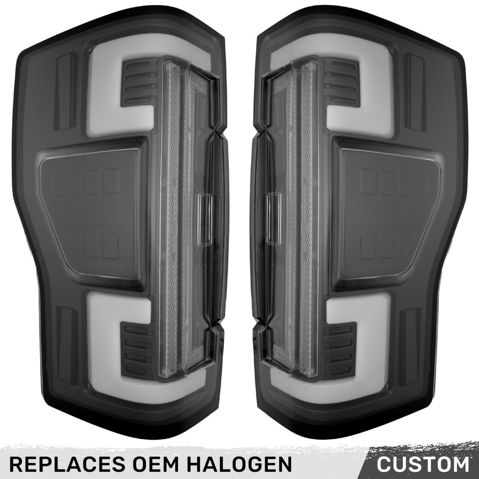 Ford Super Duty 20-22 Ultra Bright OLED Tail Lights Custom Painted Agate Black Metallic UM (Replaces Factory/OEM Halogen) - Custom