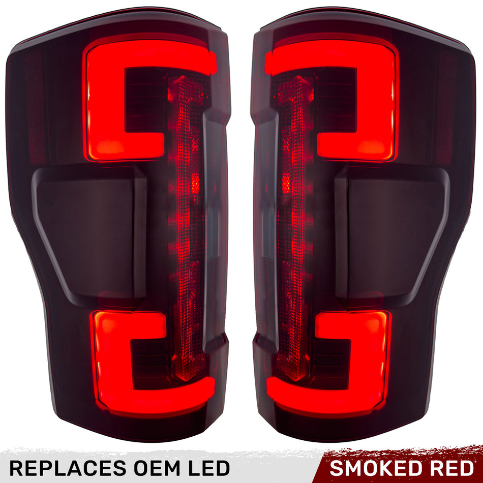 Ford Super Duty 20-22 F-250 F-350 F-450 F-550 (Replaces OEM LED) Tail Lights OLED in Dark Red Smoked