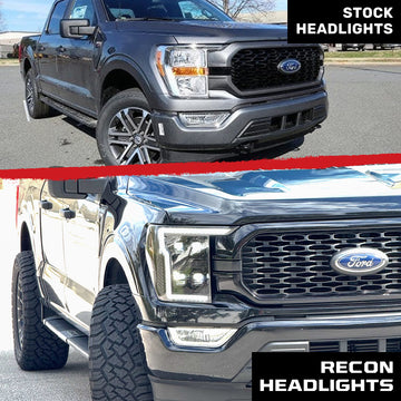 Fit 2021-2023 Ford F150 Black Halogen Headlights