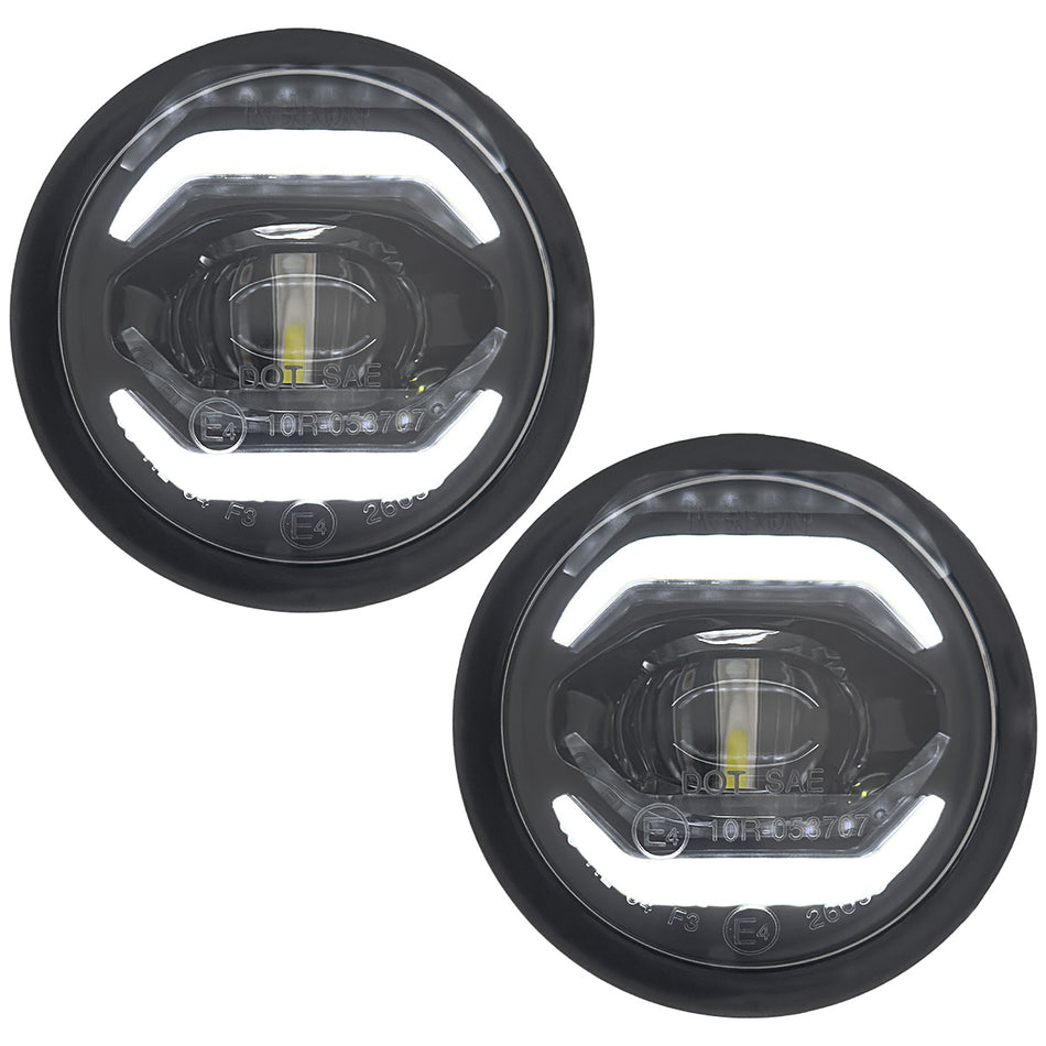 GMC Sierra & Chevy Silverado 15-19 Ultra Bright 2-Function White LED Driving Fog Lights (Fog Lights, DRL) - Smoked Lens
