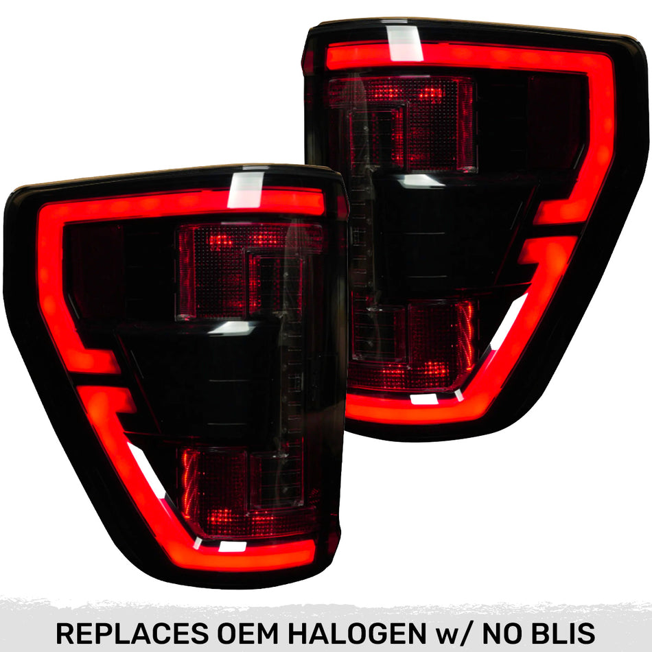 Ford F150 21-23 Ultra Bright OLED Tail Lights (Replaces Factory Halogen Tail Lights w/ NO BLIS) - Smoked Lens