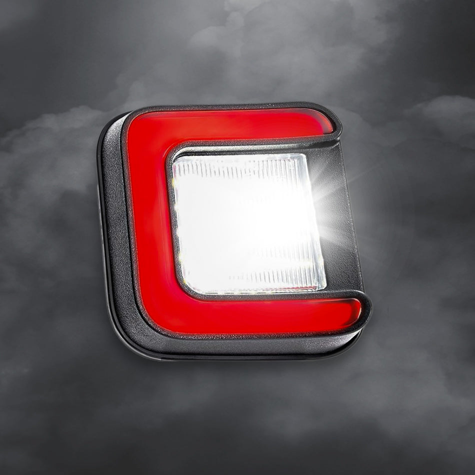 Dodge RAM 03-25 Ultra Bright White LED License Plate Illumination Kit w/ Rear Red C Shape Accent Lights