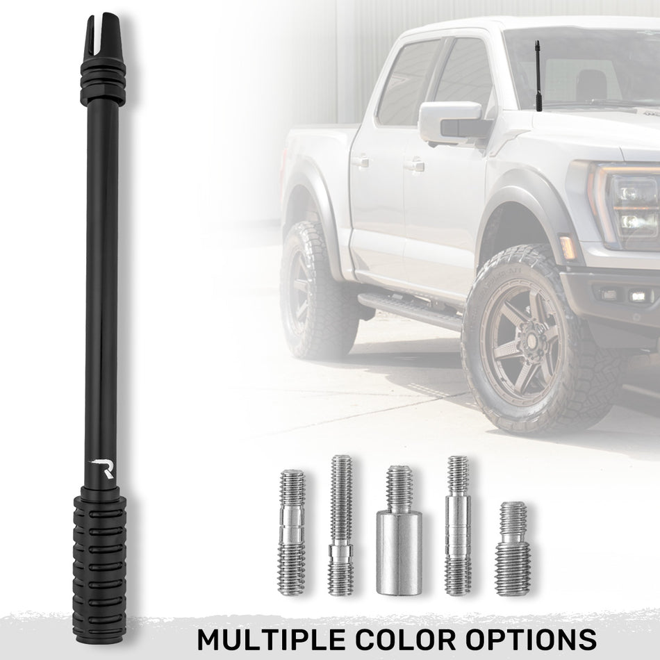 AR-15 Rifle Barrel 10" Aluminum Truck Antenna with 3-Pronged Threaded Flash Hider Barrel Tip (Antenna Fits OEM Factory Threaded Antenna Base) Multiple Colors